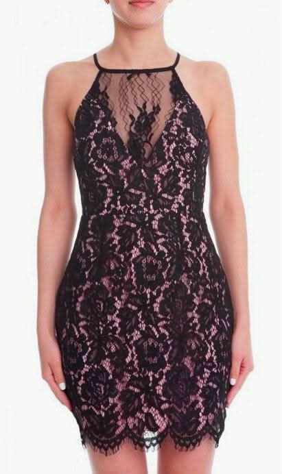 I Secretly Love You Black and Pink Lace Dress