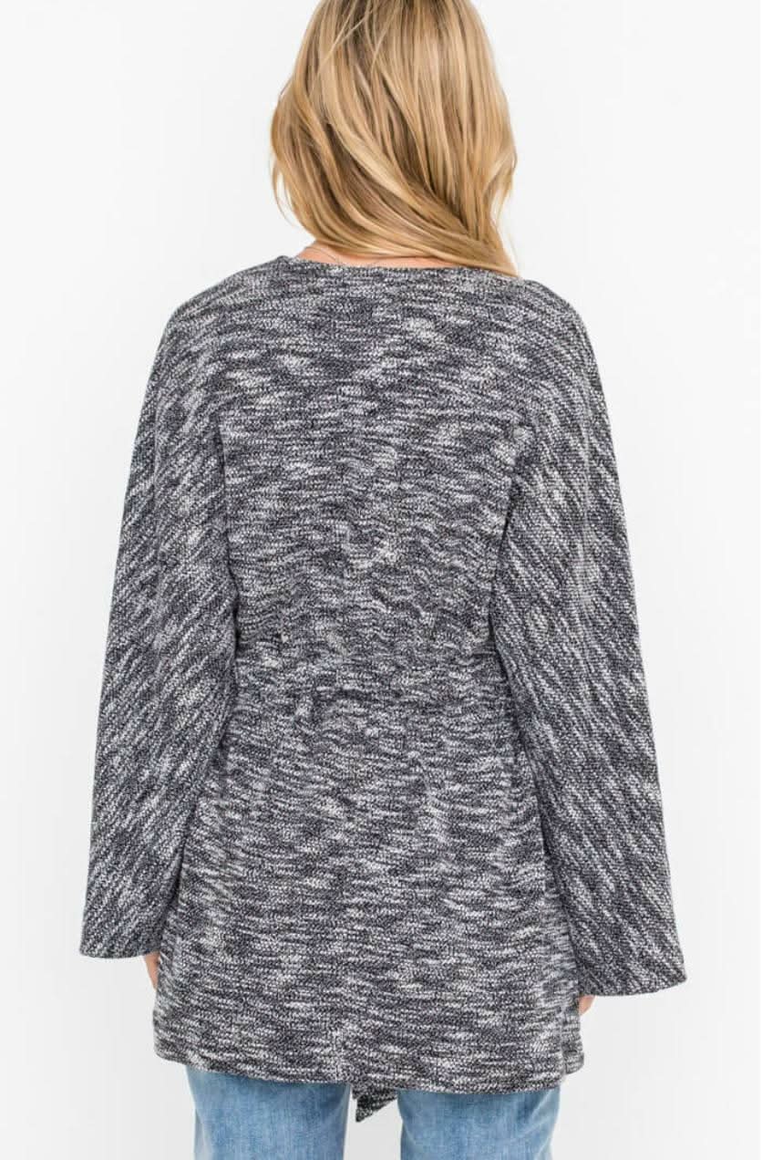 Sasha Black Space Dye Kimono Sleeve Cardigan