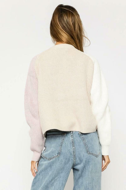 Katerina Lavender Colorblock Cardigan Sweater