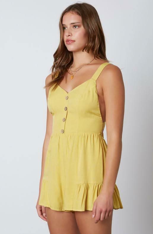 Sweetest Thing Yellow Tie-Back Romper