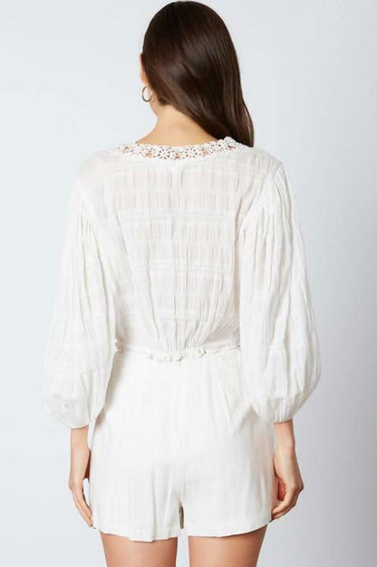 Helena White Crochet Lace Crop Top