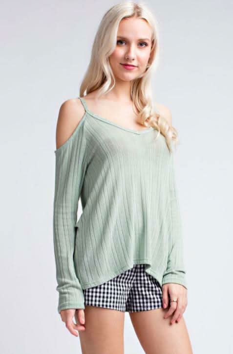 So Perfect Sage Long Sleeve Top