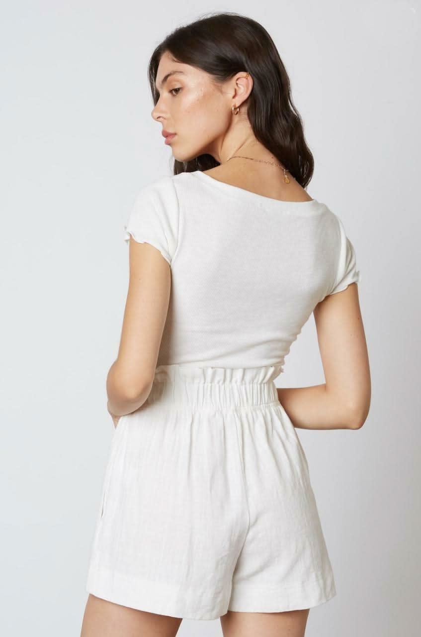 Sea and Sun White Smocked Hight Waist Shorts