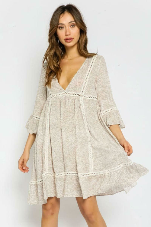 If Only Khaki Leopard Print Swing Dress
