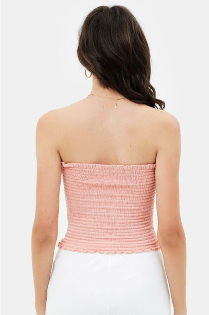 Kiss The Sun Blush Smocked Tube Top