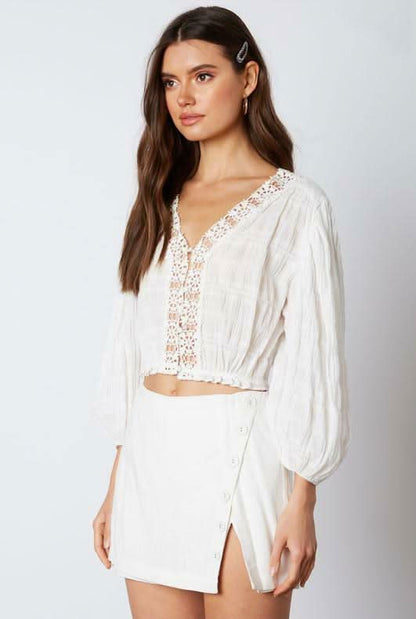 Helena White Crochet Lace Crop Top