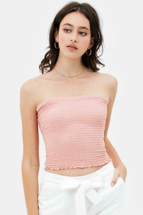 Kiss The Sun Blush Smocked Tube Top