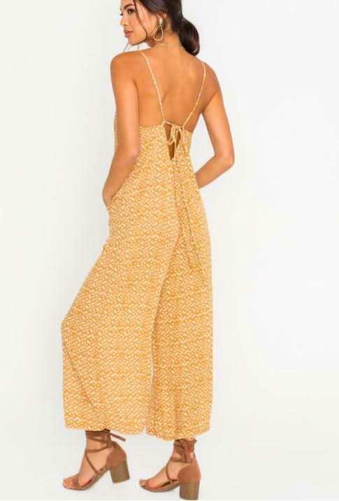 Tory Mustard Print Wide Leg Jumpsuit