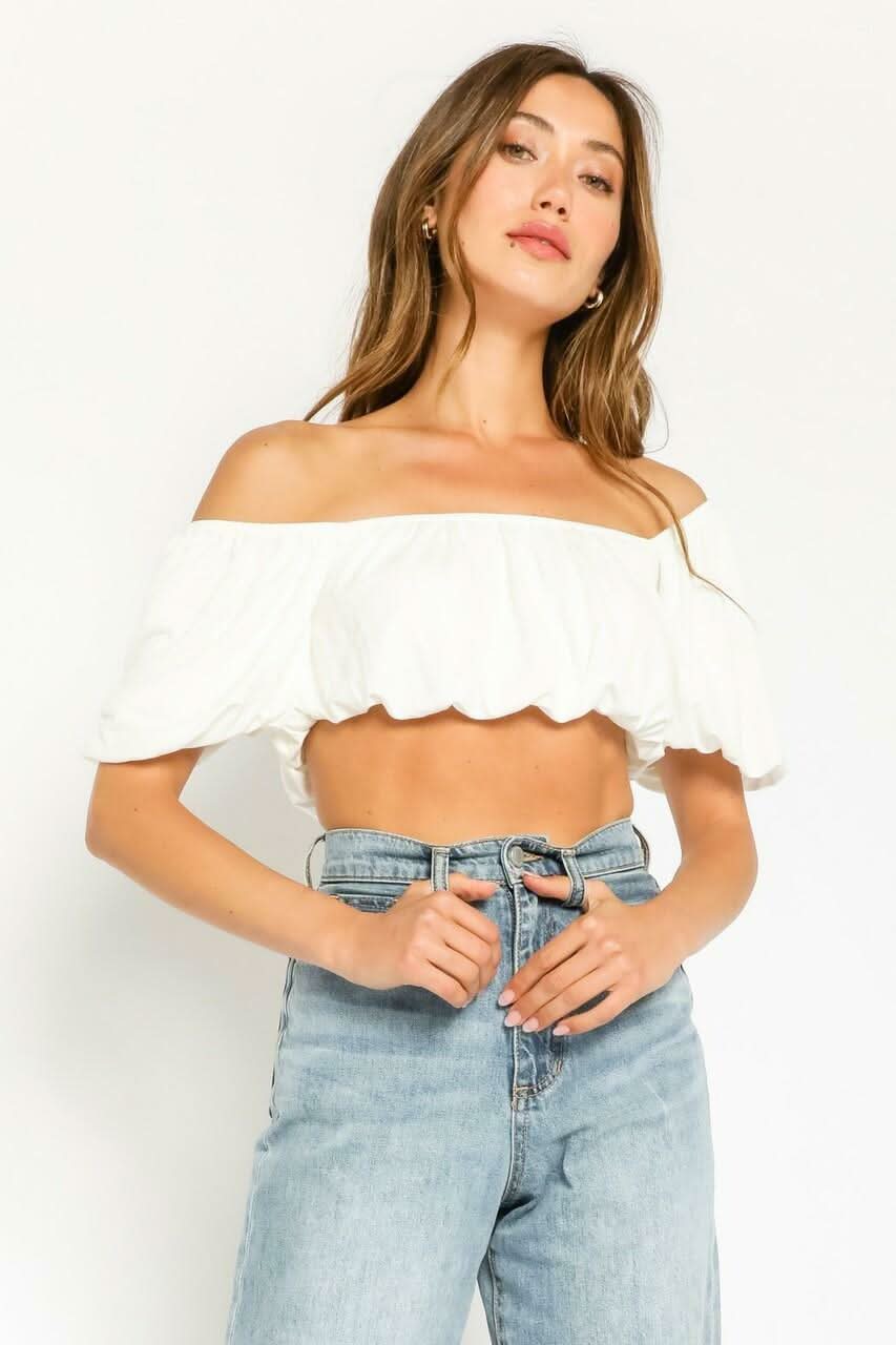 Summer Feeling White Off-Shoulder Crop Top