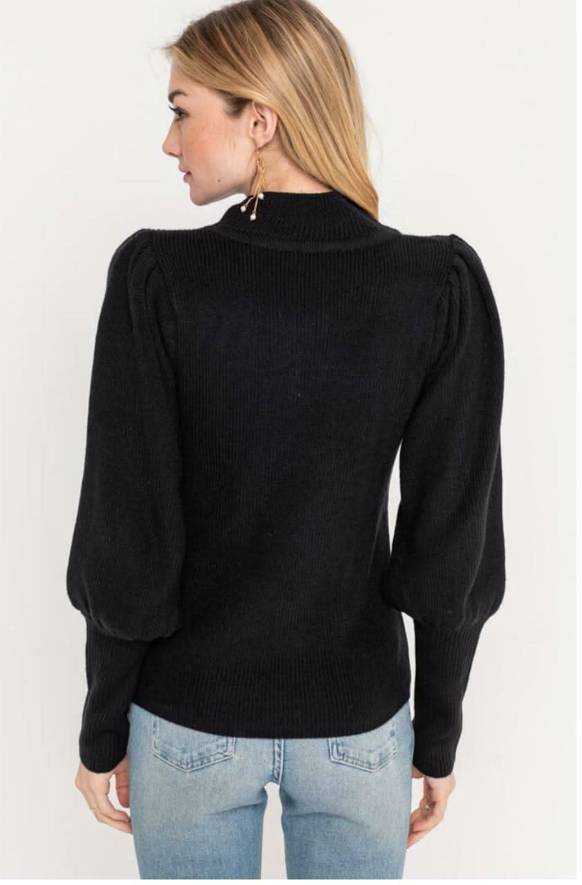 Westminster Black Balloon Sleeve Sweater