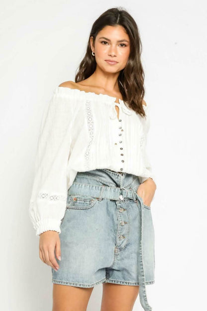 In The Mood White Off-the-Shoulder Top