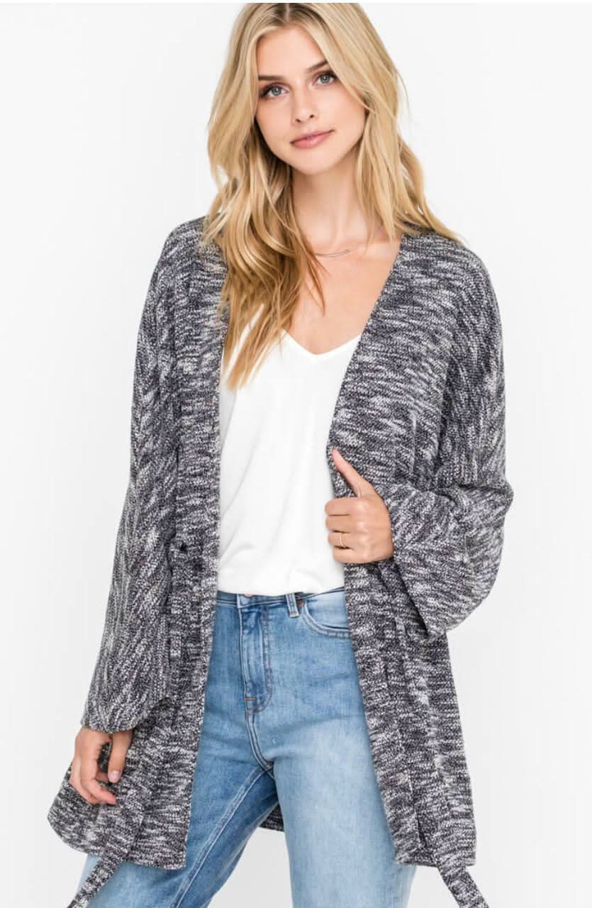 Sasha Black Space Dye Kimono Sleeve Cardigan