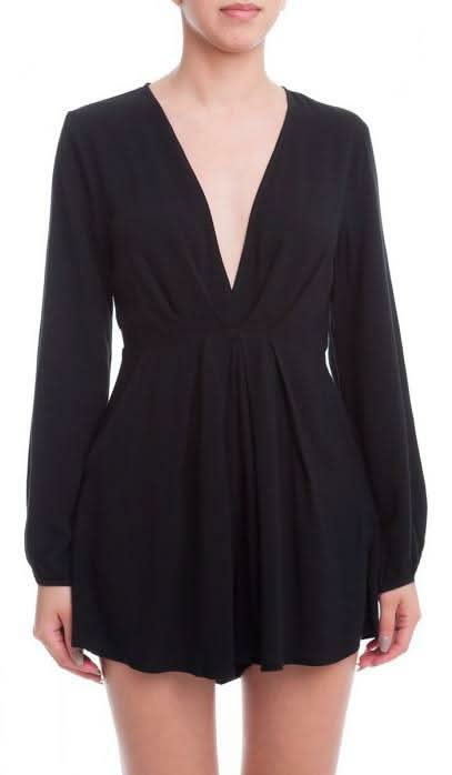 Intense Situation Black Deep-V Romper