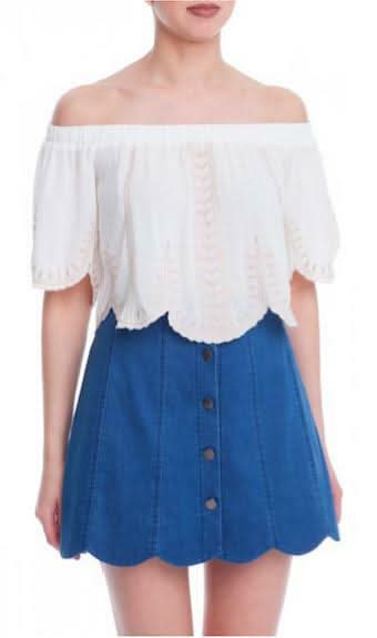 Wandering Ivy White Embroidered Off-the-Shoulder Top