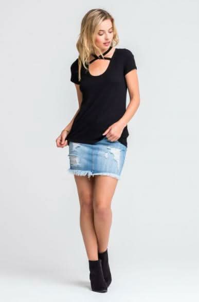 Sunset Black Criss-Cross Choker Tee