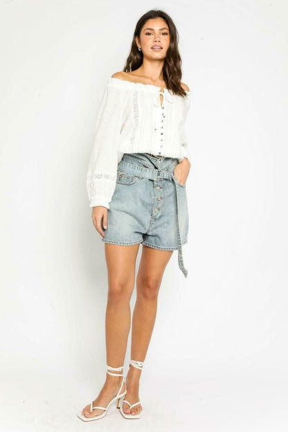 In The Mood White Off-the-Shoulder Top