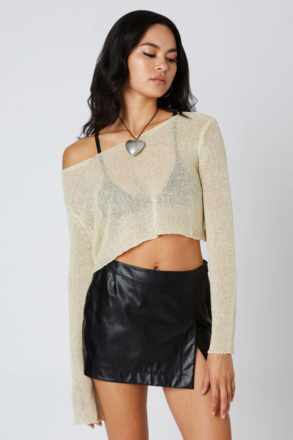 Jennifer Gold Sheer Knit Crop Top