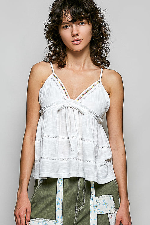 Kai White Babydoll Cami Top
