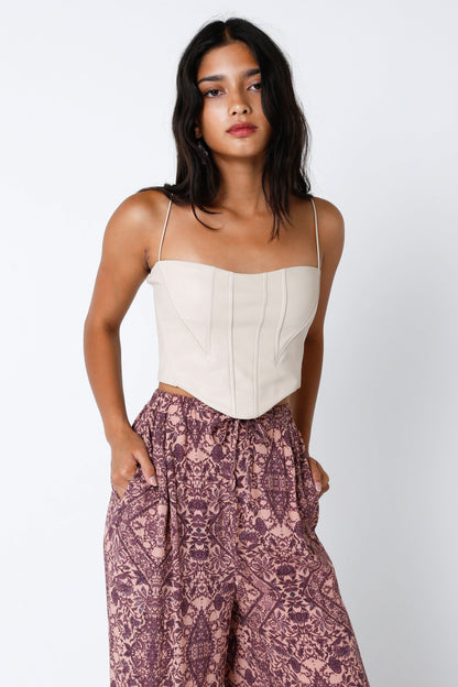 Hot Girl Khaki Vegan Corset Crop