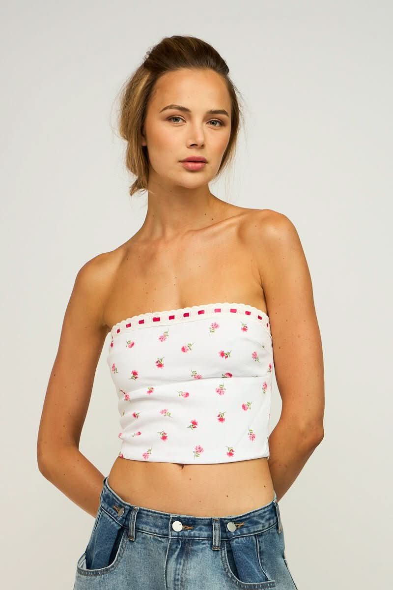 Rosie Posie White Floral Tube