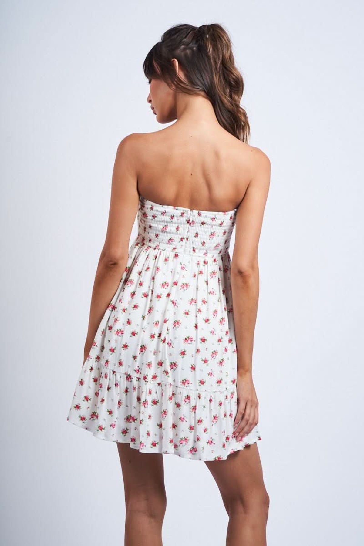Sammie White and Red Strapless Mini Dress
