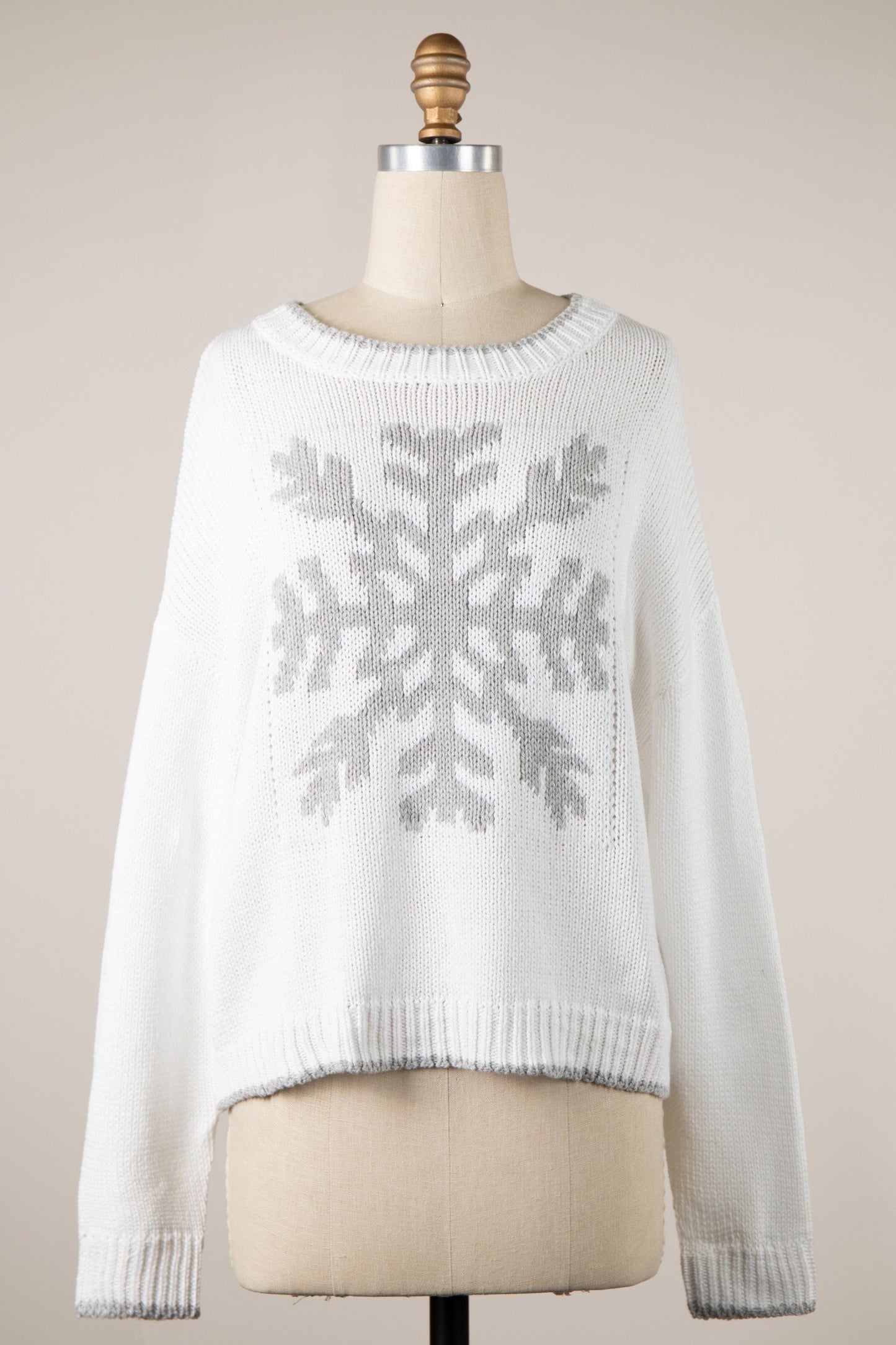 Snowflake White Oversized Pullover Sweater