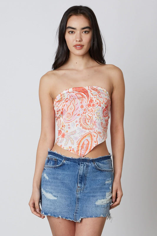 Tahlia Coral Paisley Print Scarf Top