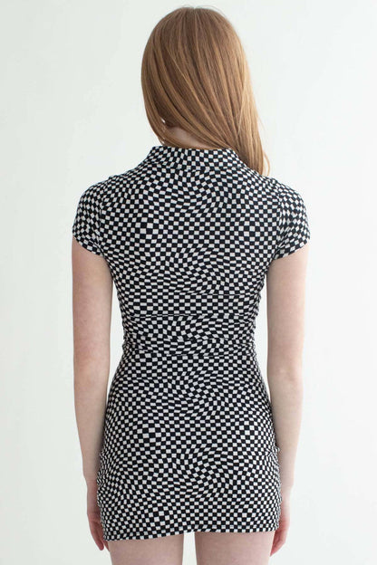 Tripping Checkers Ruched Shirt Dress