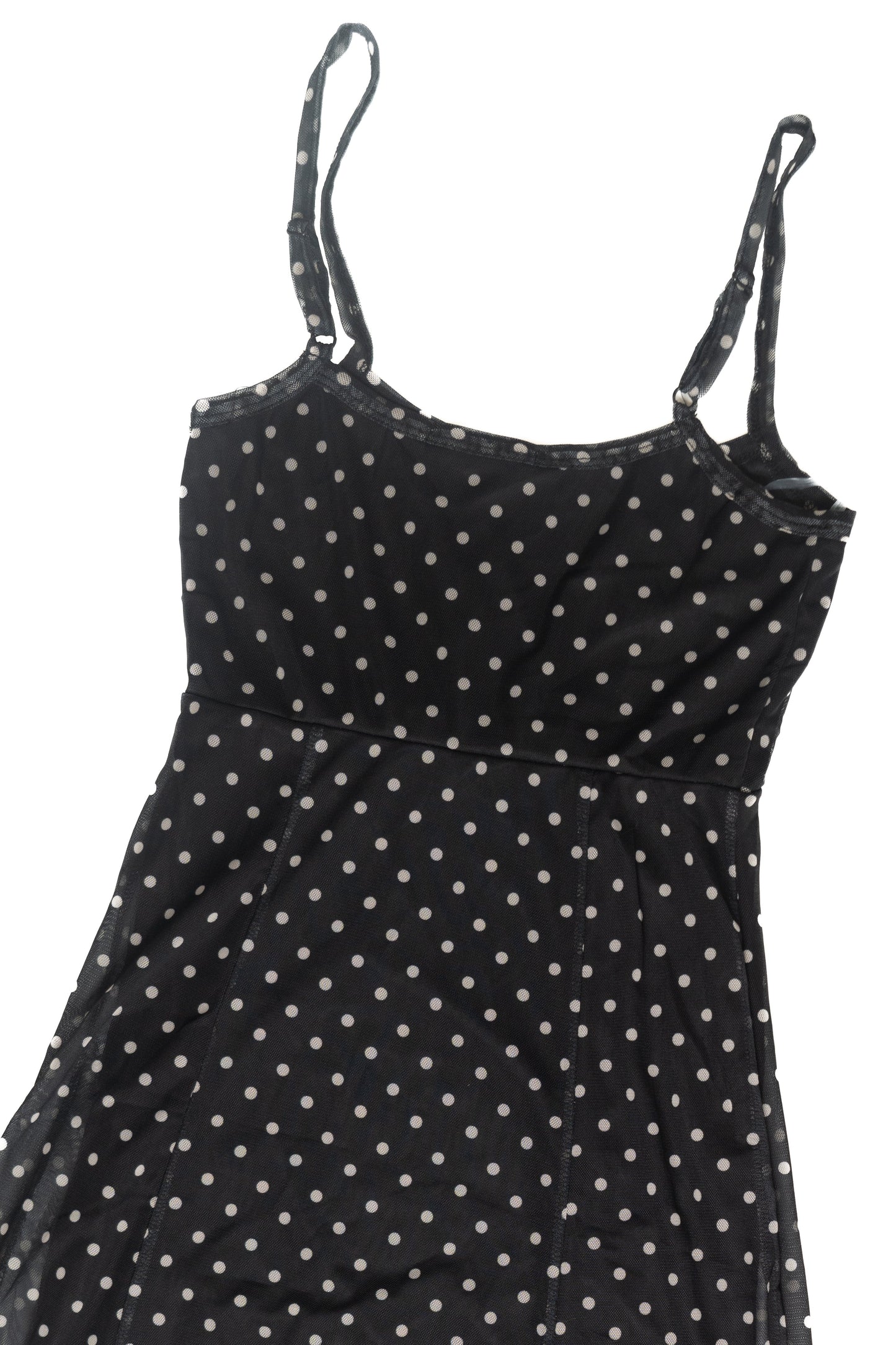 Mesh Dot Fit and Flare Maxi Dress