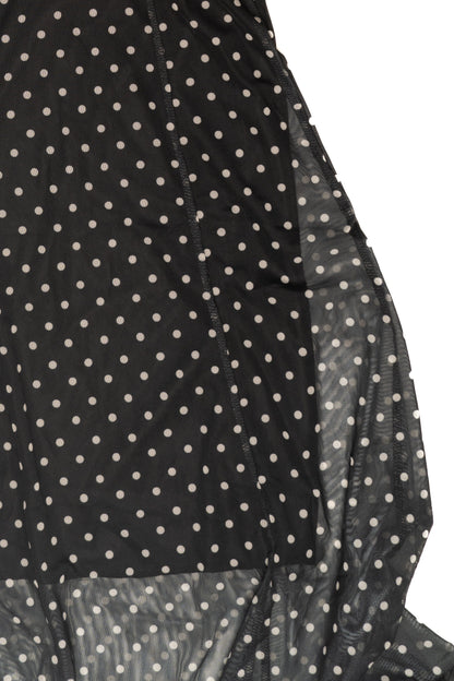 Mesh Dot Fit and Flare Maxi Dress