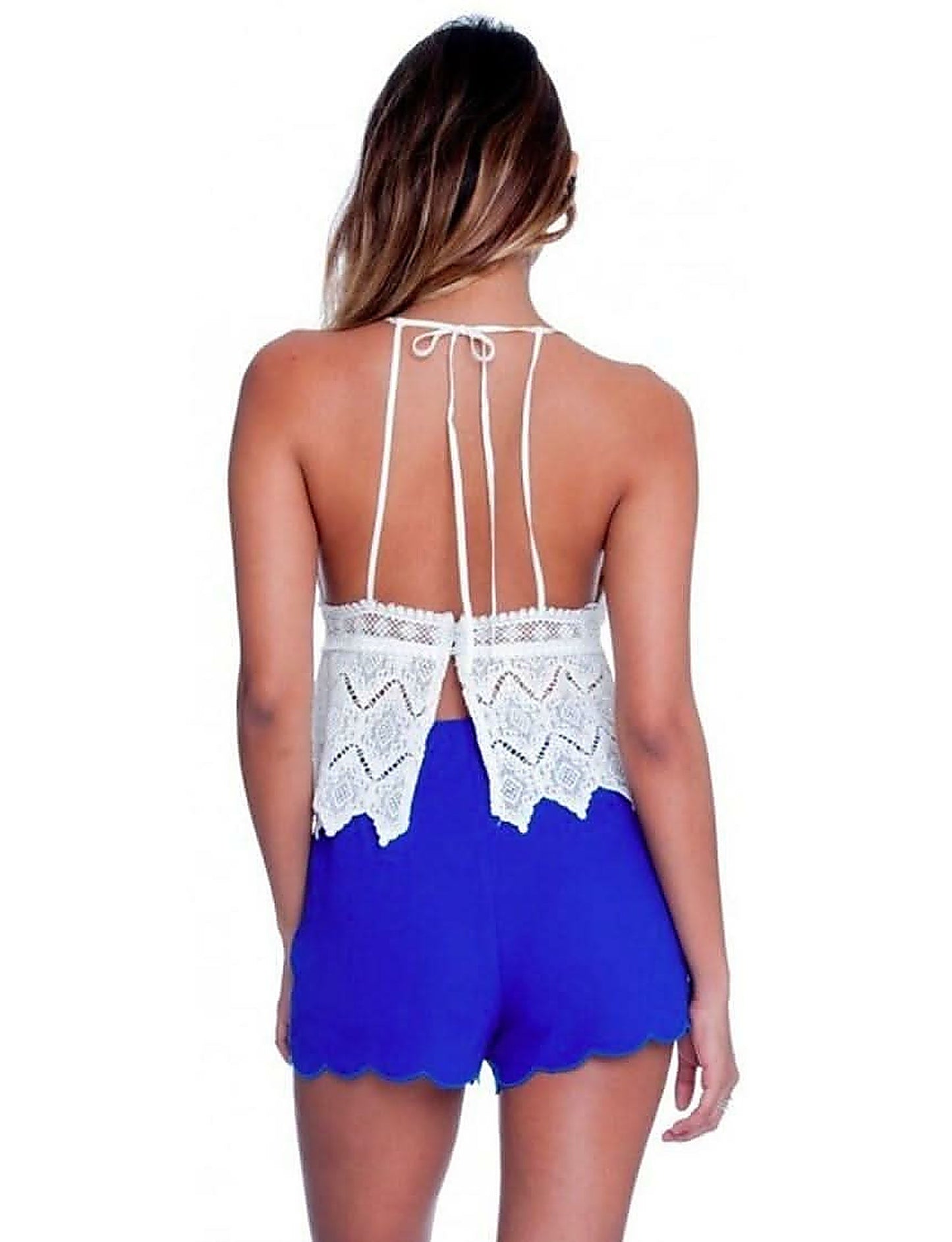 Summer Potential White Crochet Halter Top