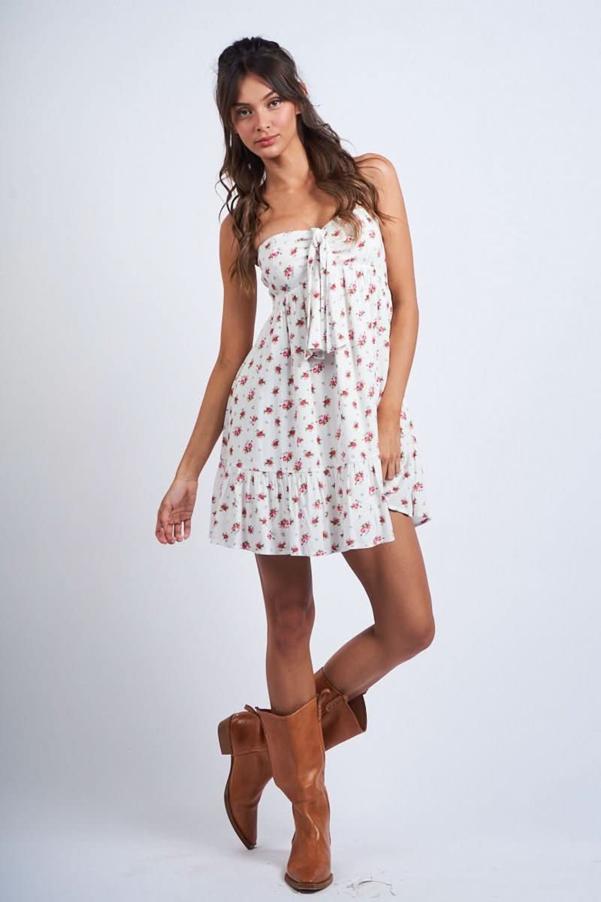 Sammie White and Red Strapless Mini Dress