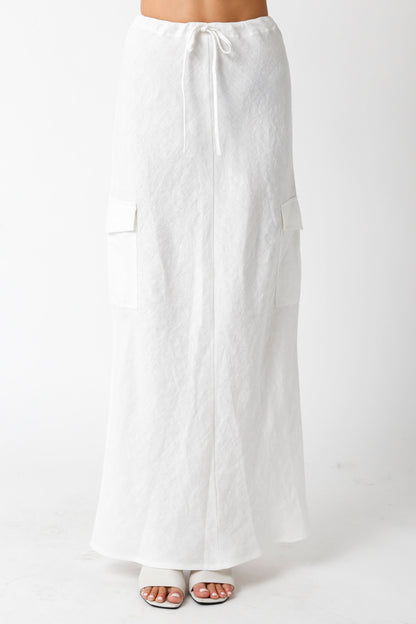 Kaia White Linen Cargo Maxi Skirt