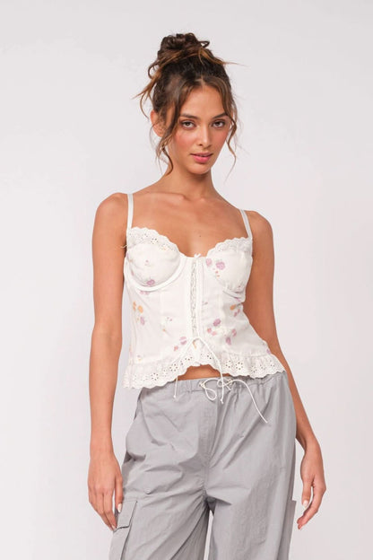 Hard to Ignore White Floral Corset Top