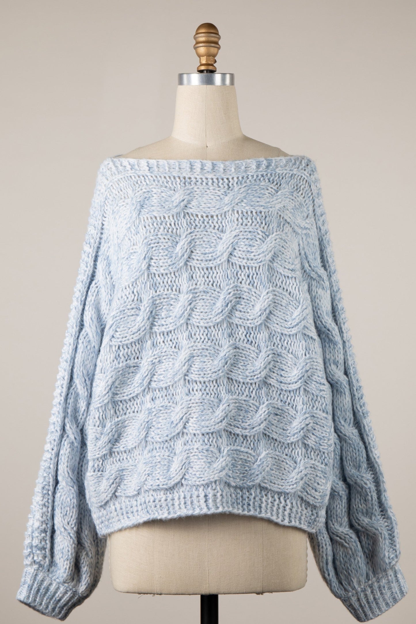 Willow Light Blue Oversized Cable Knit Sweater