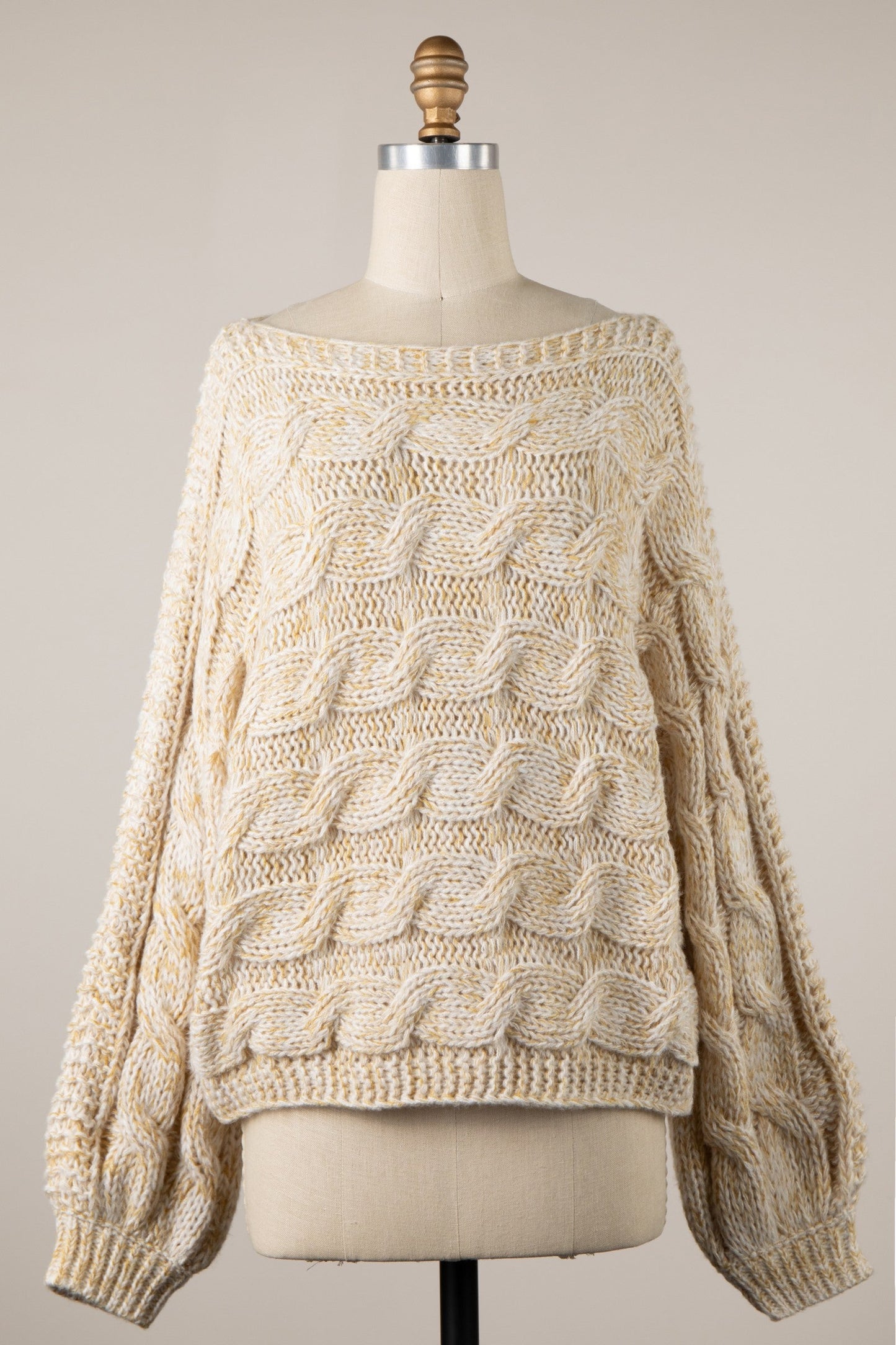 Willow Light Yellow Oversized Cable Knit Sweater