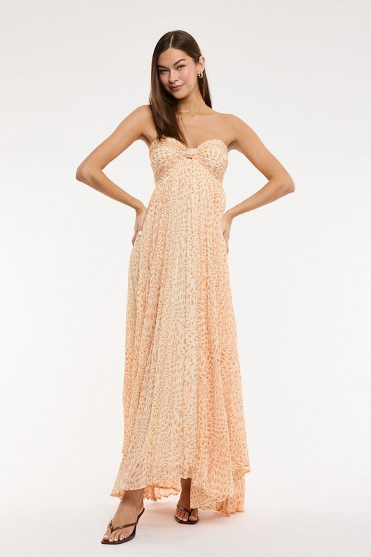 Willow Orange Print Strapless Maxi Dress